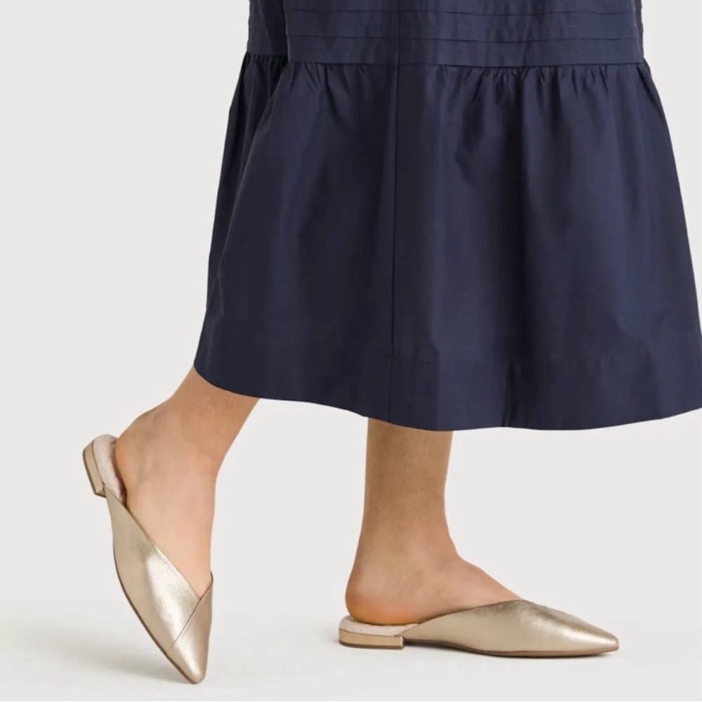 Birdies Champagne Gold‎ The Swan Leather Mules Slip-On